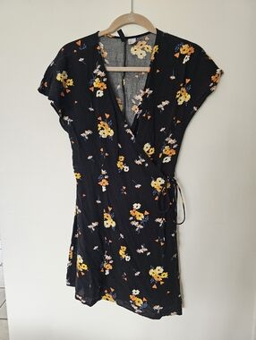 Divided Floral Wrap Dress